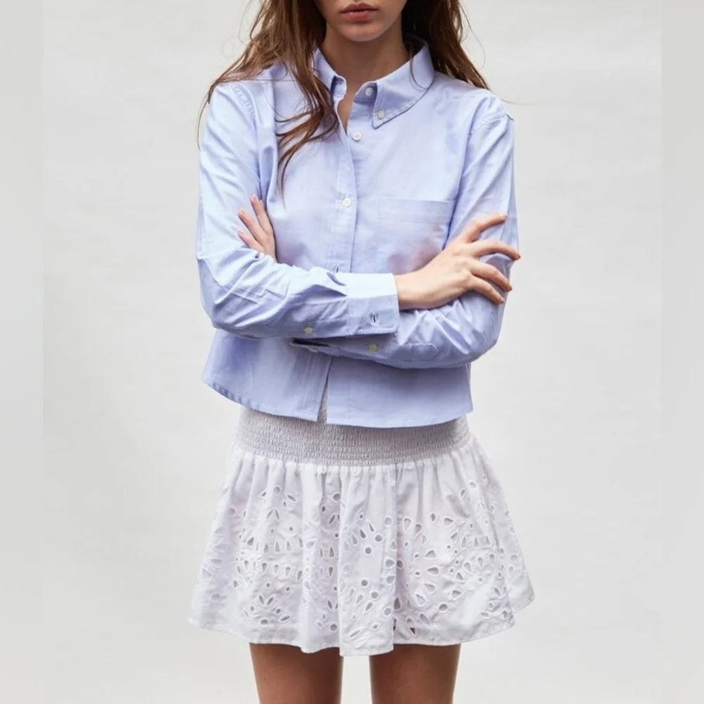 New Thakoon Eyelet Smocked Waist Miniskirt In Lilac